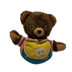 Fisher Price Vintage Roly Poly Teddy Bear Chime Plush Musical Baby Toy